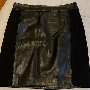 Black leather paneled skirt